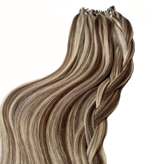 remy Russian foiled i tip microbead hair extensions