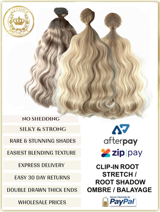 Short root balayage ombre Russian clip in hair extensions