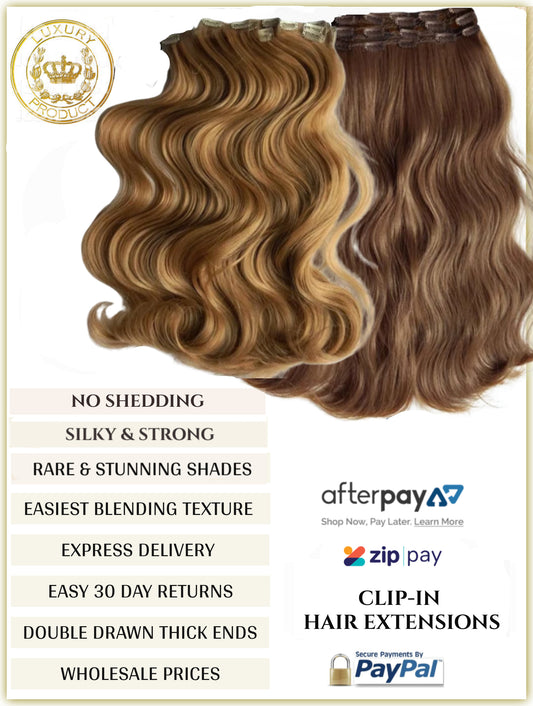 RUSSIAN CLIP-IN HAIR EXTENSIONS - FULL VOLUME - 150 GRAMS