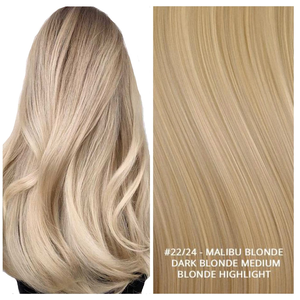 Dark Blonde Meidum blond genius weft hair extensions