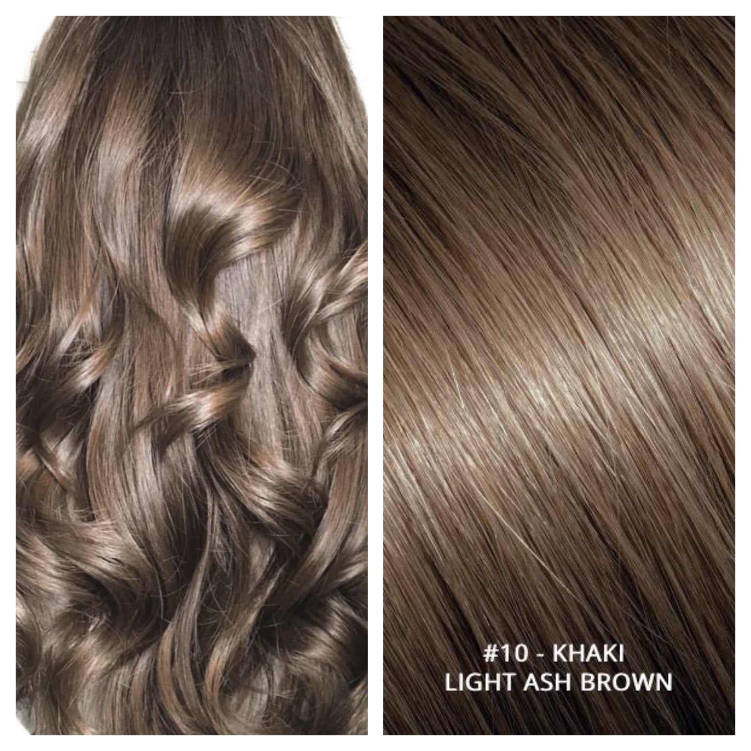 KERATIN BOND NAIL TIP #10 - KHAKI - LIGHT ASH BROWN RUSSIAN HAIR EXTENSIONS