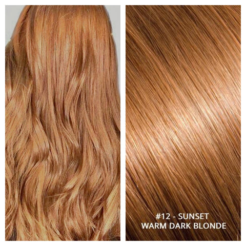 Russian micro bead hair extensions #12 - SUNSET WARM DARK BLONDE