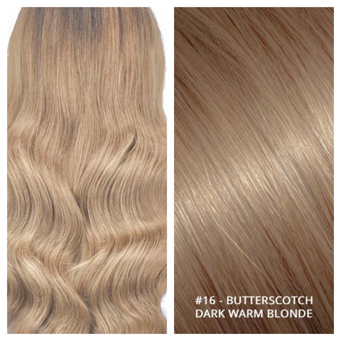 KERATIN BOND NAIL TIP #16 - BUTTERSCOTCH - DARK WARM BLONDE RUSSIAN HAIR EXTENSIONS