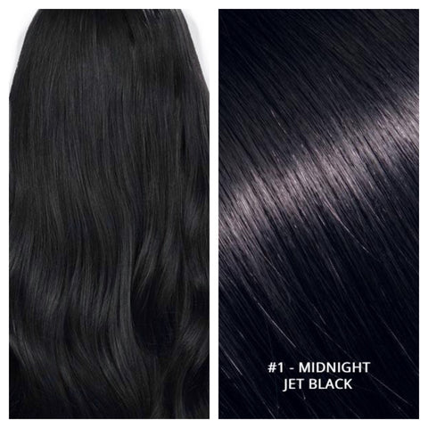 KERATIN BOND NAIL TIP #1 MIDNIGHT - DARKEST BROWN JET BLACK RUSSIAN HAIR EXTENSIONS