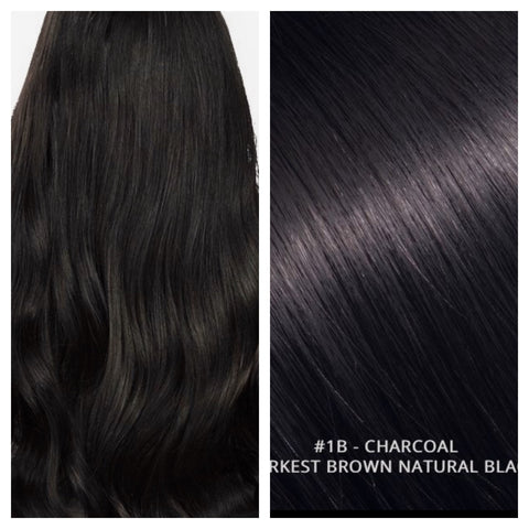 KERATIN BOND NAIL TIP #1B - CHARCOAL - DARKEST BROWN NATURAL BLACK RUSSIAN HAIR EXTENSIONS