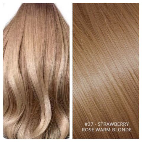 KERATIN BOND NAIL TIP #27 - STRAWBERRY ROSE - WARM BLONDE RUSSIAN HAIR EXTENSIONS