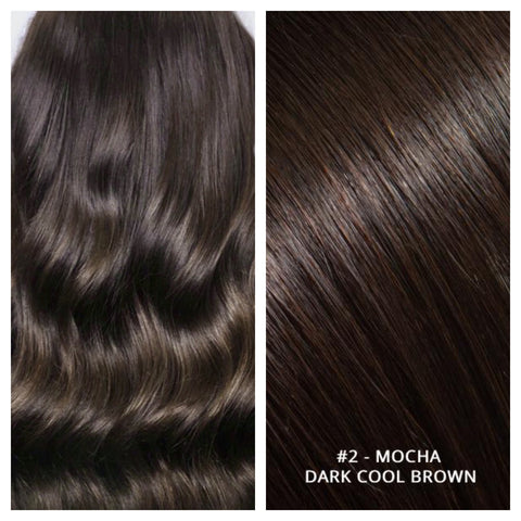 Russian micro bead hair extensions #2 - MOCHA - DARK COOL BROWN