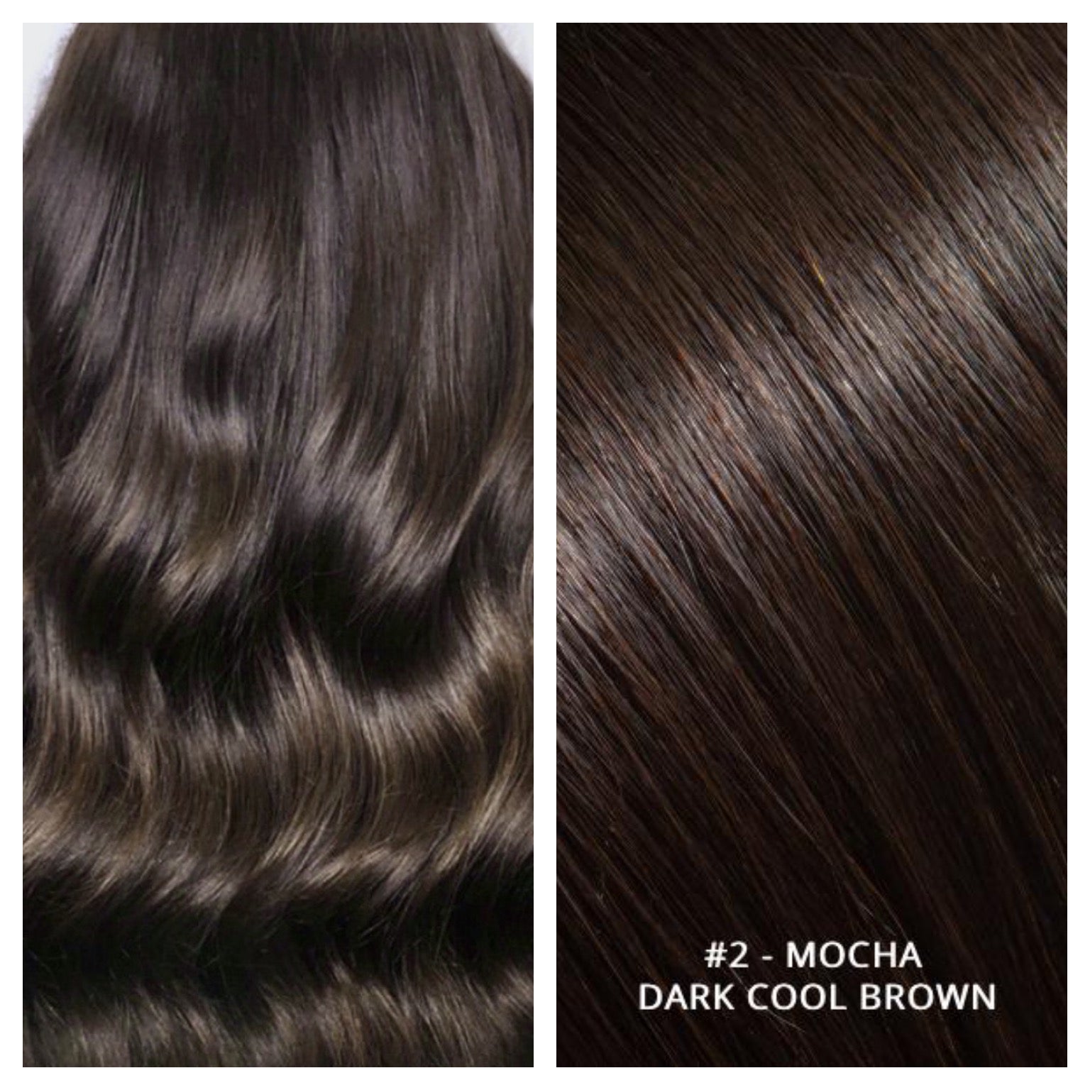 KERATIN BOND NAIL TIP #2 - MOCHA - DARK COOL BROWN RUSSIAN HAIR EXTENSIONS