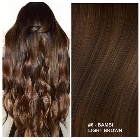 RUSSIAN CLIP IN HAIR EXTENSIONS #6 - BAMBI - LIGHT BROWN
