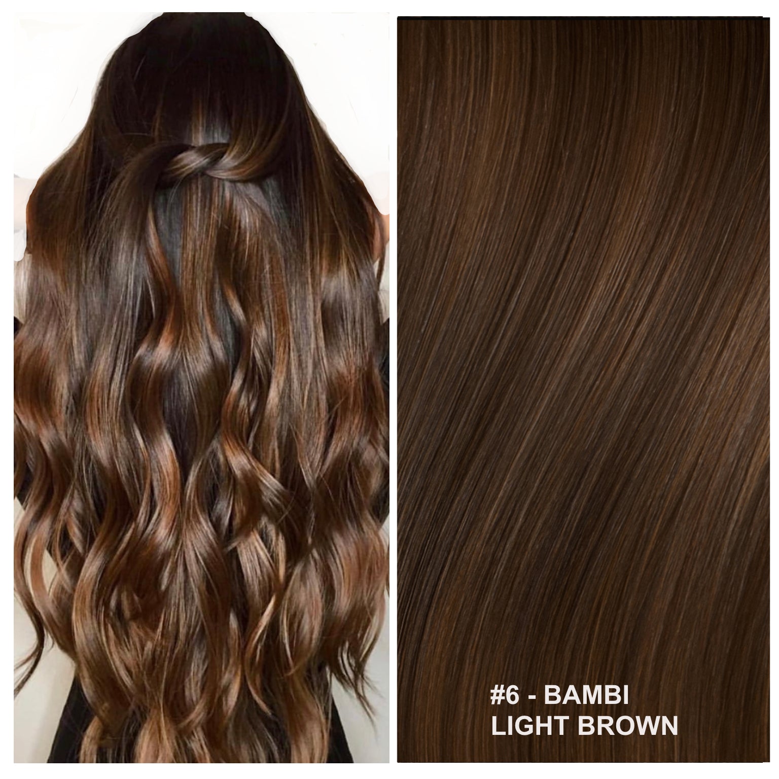 Russian micro bead hair extensions #6 - BAMBI - LIGHT BROWN