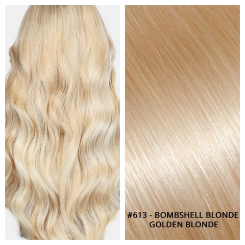 Russian micro bead hair extensions #613 - BOMBSHELL BLONDE - GOLDEN BLONDE