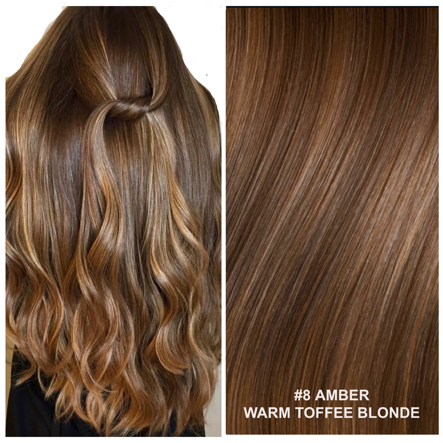 RUSSIAN TAPE HAIR EXTENSIONS #8 - AMBER - WARM TOFFEE BLONDE