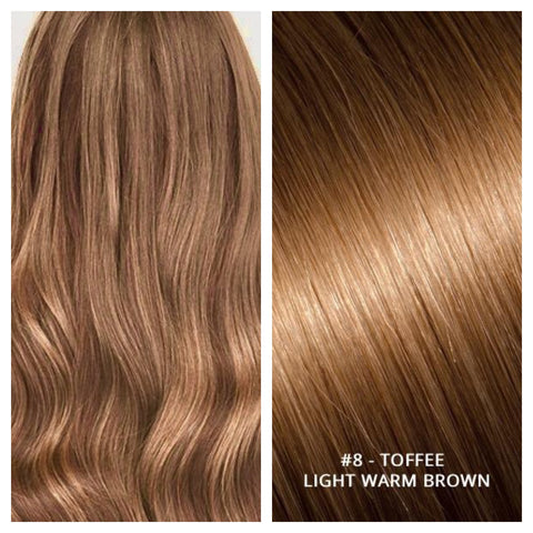 KERATIN BOND NAIL TIP #8 - TOFFEE - LIGHT WARM BROWN RUSSIAN HAIR EXTENSIONS