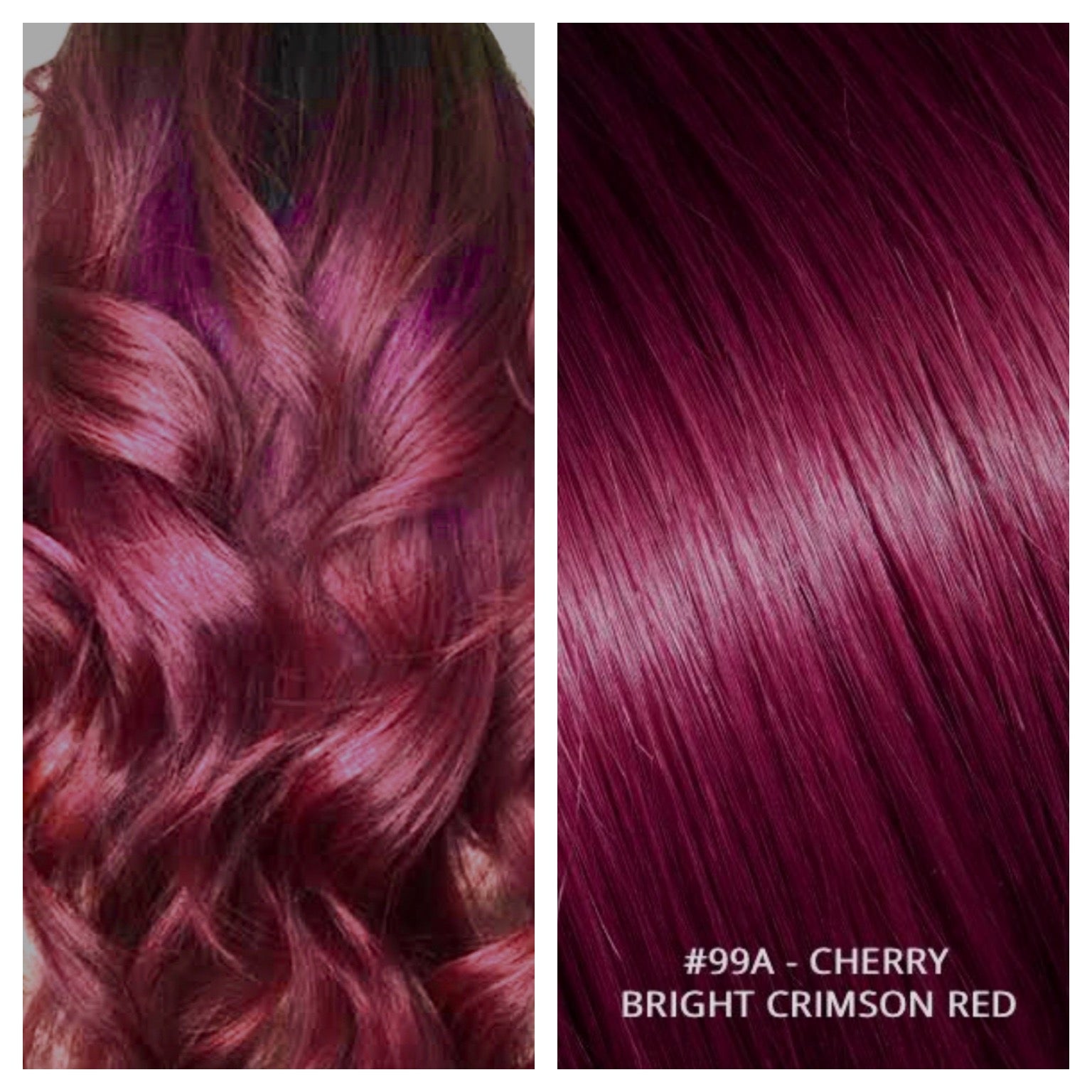 KERATIN BOND NAIL TIP #99A - CHERRY -BRIGHT CRIMSON RED RUSSIAN HAIR EXTENSIONS