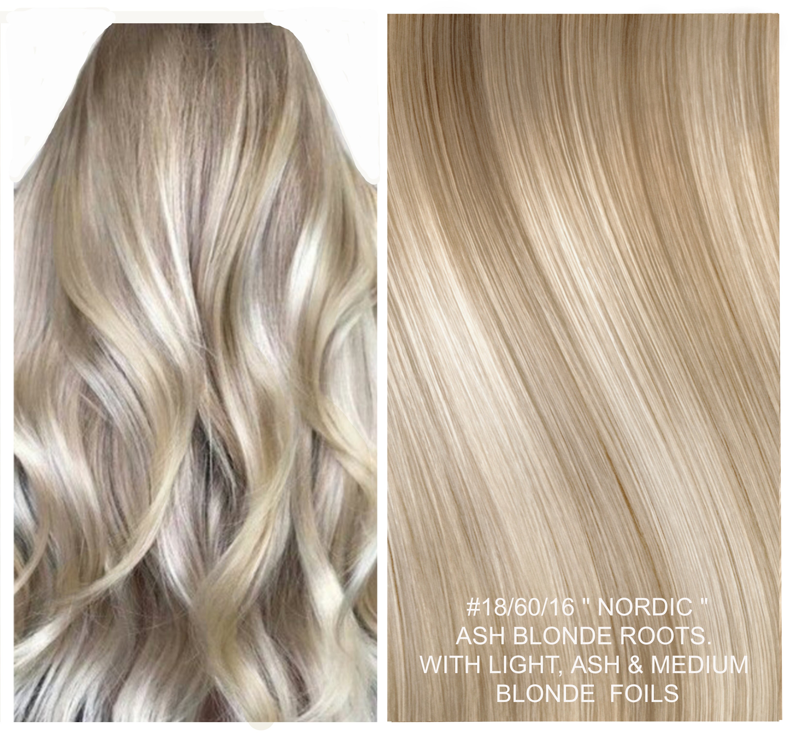 ash blonde highlight clip in Russian hair extensions 