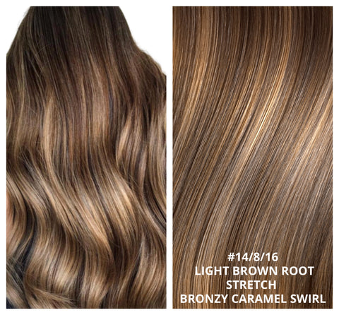 brown and caramel blonde highlight weft 